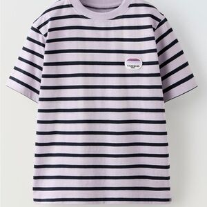 Zara Kids Striped Tee - Lavender and Black